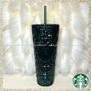 💚 NWT 2026 Starbucks Dark Emerald Green Gem Venti (24oz) Cold Cup Tumbler